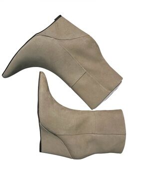 Suede Wedge Ankle Boots in Beige US 8.5
